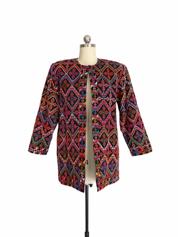 Vintage Colorful Jacket, Geometric Multicolor Emb… - image 3
