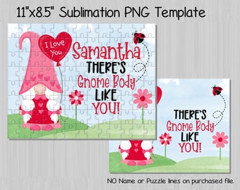Valentine's Gnome Sublimation Puzzle Design PNG ONLY (V27)