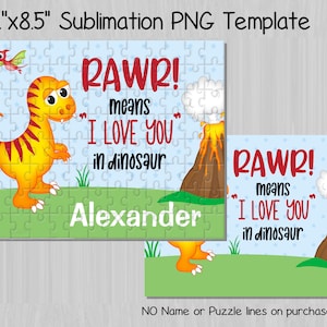 Valentine's Dinosaur Sublimation Puzzle Design PNG ONLY (P13)