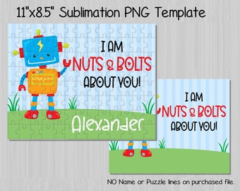 Valentine's Robot Sublimation Puzzle Design PNG ONLY (P15)