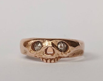 Diamond eye memento mori, 14k rose gold, size 5.5
