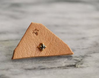 Black diamond single earring, 14k gold