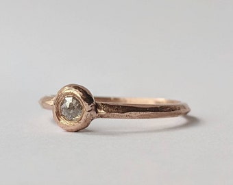 Rose cut diamond ring, 14k rose gold, size 6