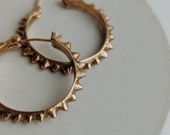 Spiked hoops, brass or sterling silver