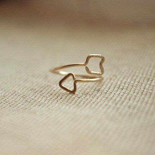 Cupid's Arrow in gold, rose gold, or silver, open arrow ring
