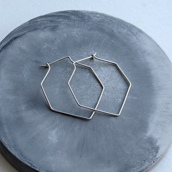 Hexagon hoops, silver