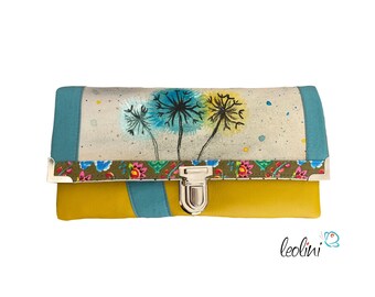 Handmade wallet with dandelion - present - art purse