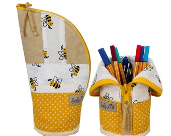 Stehende Stiftetasche Leo | Federpennal Federmäppchen Bienen | personalisierbar mit Namen