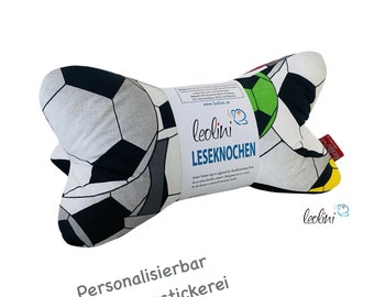 Leseknochen | Lesekissen | Personalisierbar mit Namen | Ergonomisches Kissen | Nackenkissen | FUSSBALL Sport