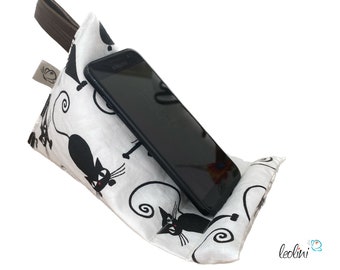 Handysitzsack | Smartphonekissen | CRAZY CATS Stützkissen für Smartphone und Tablet aus Quarzsand und Styroporkügelchen