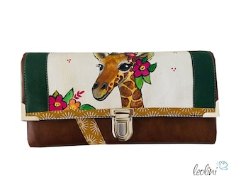 Large wallet | Wallet with real painting giraffe | UNIQUE