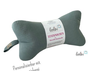 Muslin reading bone Pillow | Personalizable with name | Neck pillow