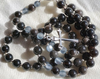 Silver Obsidian Rosary