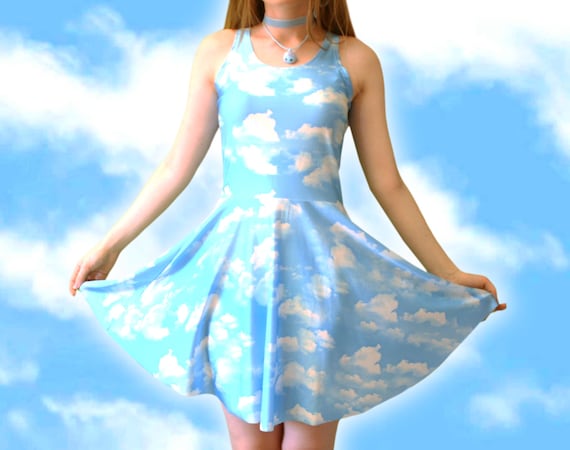 CLOUD DRESS // Cyber Vaporwave Kawaii Pastel Blue