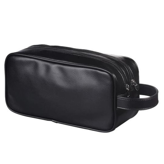 Black leather toiletry bag Clearance
