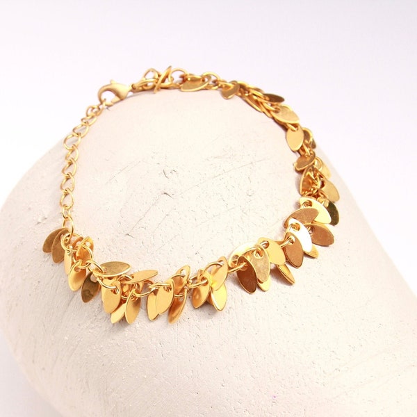 bracelet or fin petites feuilles