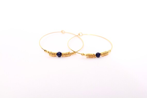 Mini creoles miyuki beads and golden beads gilded in 24 carat fine gold