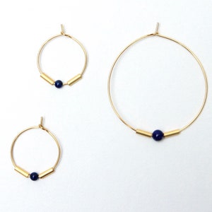 Creoles lapis lazuli fine gold and stainless steel