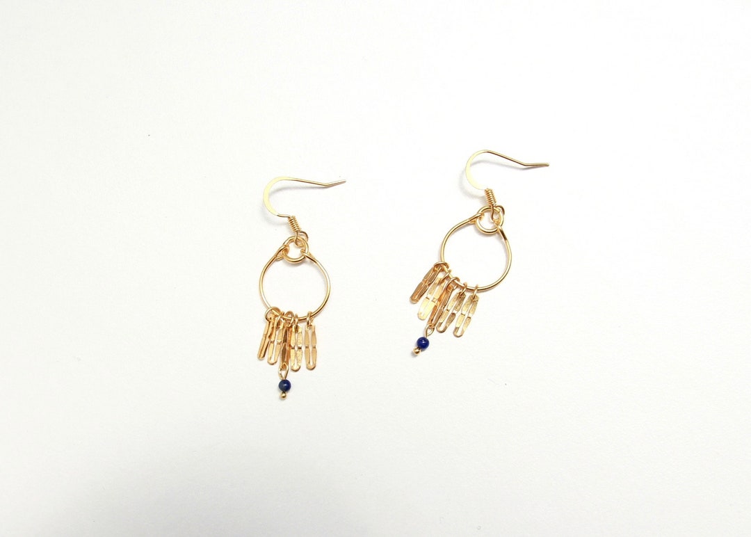 Boucles D'oreilles Créoles En Or 585/1000 (14 Carats) Serties D'oxydes - Occasion - Photos Indicatives