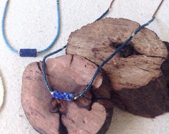 lapis lazuli men necklace - necklace for men - men necklace beaded