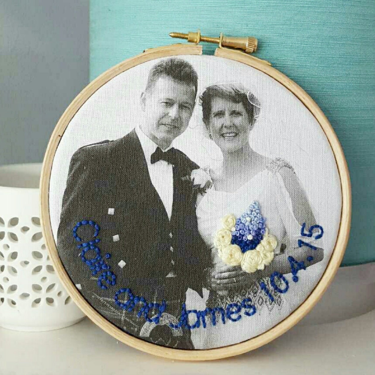 Second Cotton Anniversary gift personalised photo embroidery Etsy