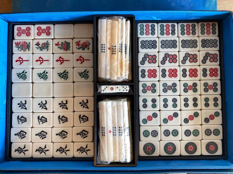 Vintage Japanese Mahjong Set, Complete Riichi Tile Game - Etsy