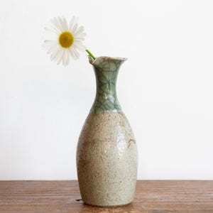 Antique Japanese Tokkuri Sake Bottle: Stoneware Decanter, Rustic Wabi Sabi Vase