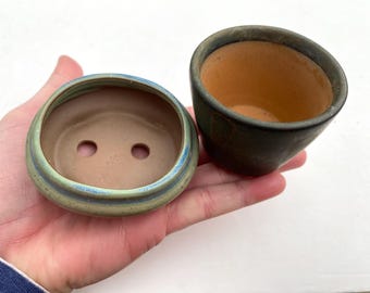 Maceta vintage japonesa para bonsái (cerámica, juego de 2)