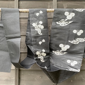 Black Nagoya Obi, Floral Patterned Japanese Vintage Ceremonial Kimono Accessory,Japanese Wall Decor,Japanese Sash Belt,Gifts Under 100
