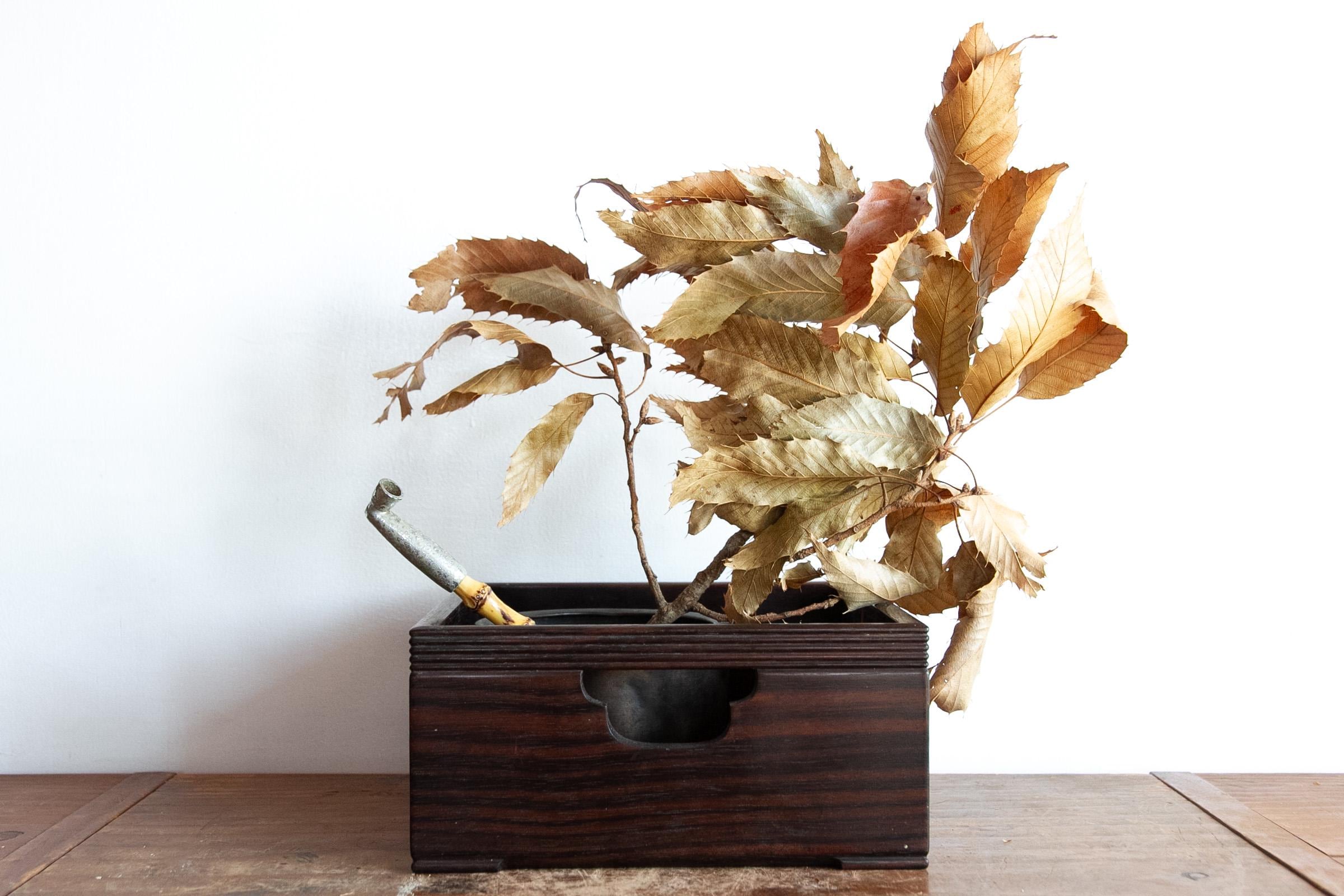 Crown. Leather, woven bamboo, lacquer and semiprecious
