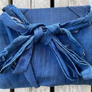 Antique Aizome Indigo Linen Hakama: Samurai Kimono Skirt Pants (Meiji Period, Fair Condition)