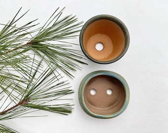 Maceta vintage japonesa para bonsái (cerámica, juego de 2)