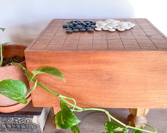 Vintage Japanese Go Board Set, Kaya Wood : Slate & Clam Shell