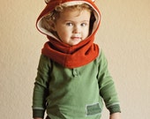 Fox Hooded Cowl, Fox Hat, Kids Hooded Scarf, Fox Costume Hat