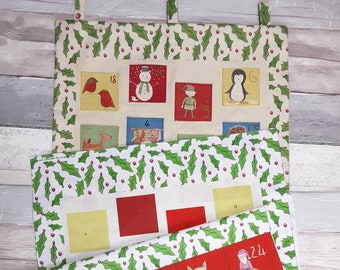 Christmas advent panel, personalised advent calendar, fabric pocket advent, sewing advent kit, countdown calendar pocket for grandchildren