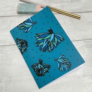 Blue notebook, a6 notebook, pocket notebook, stocking stuffer, Christmas gift for Mum, birthday gift for stationery lover, gift for gardener