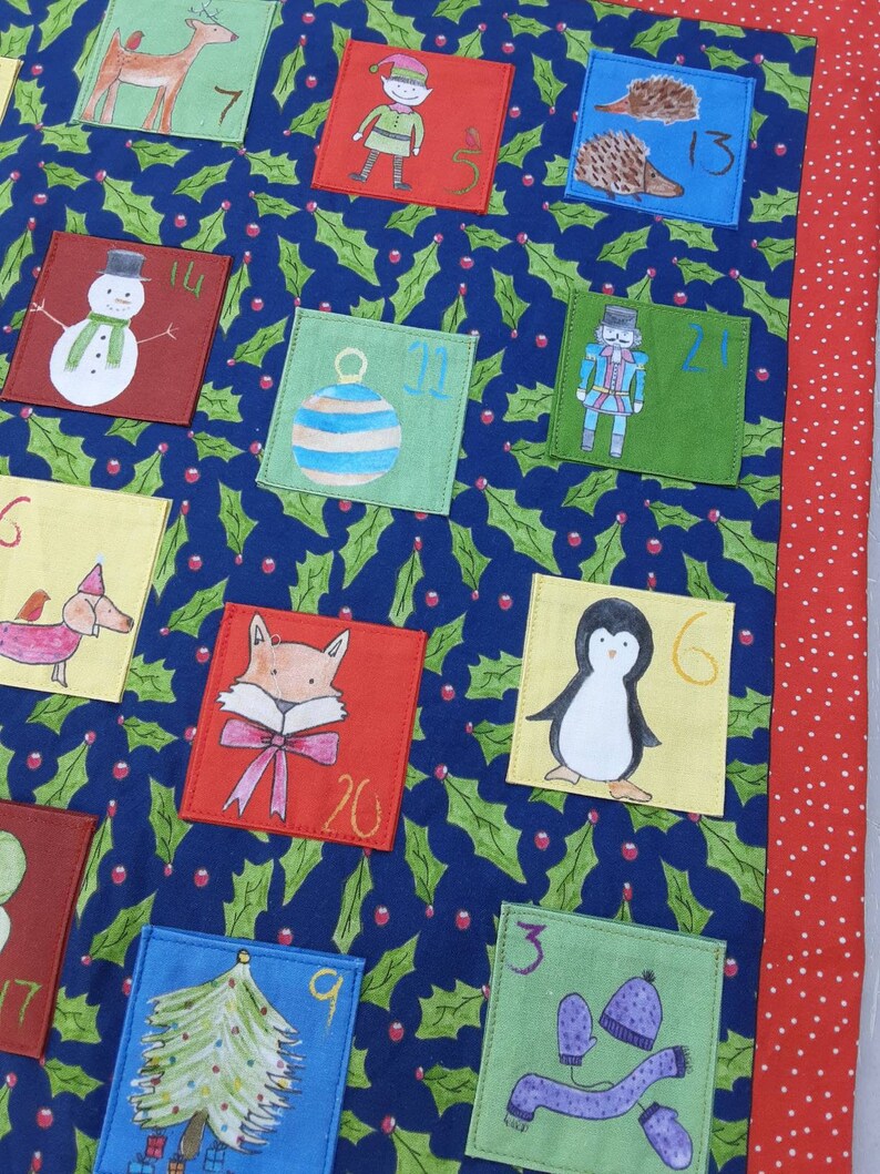 Cotton fabric advent calendar with 24 pockets designed and Etsy