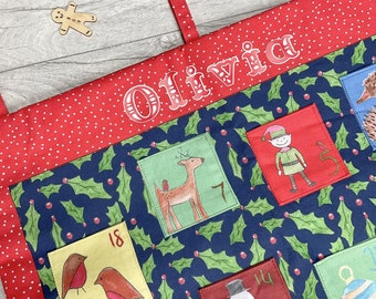 Fabric advent calendar kit, personalised sew your own advent, pocket reusable advent calendar, Christmas gift for grandkids, cloth advent