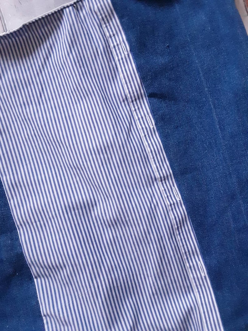 stripes tote should straps Upcycled denim tote bag cotton blue days out handbag sustainable reuse large shopper beach white