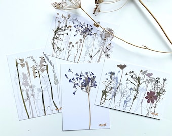 Floral Postcard Set: Dried Flower Prints, Botanical Art (A5)