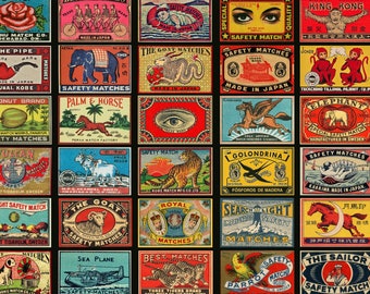 vintage Matchbox Label Collection Emballage cadeau Papier d'emballage Poster