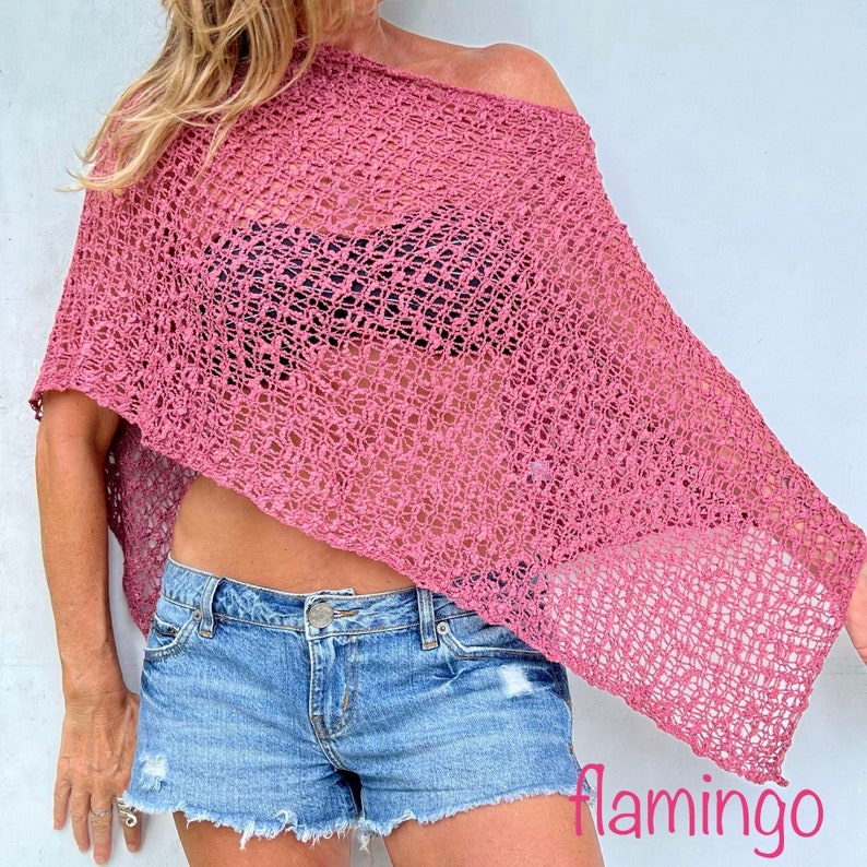 Stilvoller super weicher PONCHO Umhang Schal Boho gewebte Strand Schulter-Abdeckung für Damen Bild 10