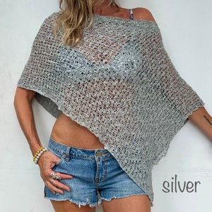 Ladies all-season stylish super soft PONCHO cape shawl boho woven beach shoulder cover image 6