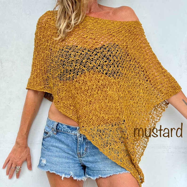 Stilvoller super weicher PONCHO Umhang Schal Boho gewebte Strand Schulter-Abdeckung für Damen Bild 4