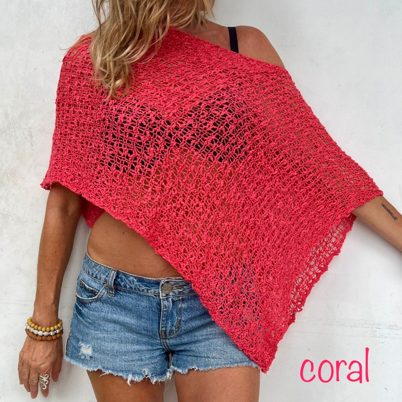 Stilvoller super weicher PONCHO Umhang Schal Boho gewebte Strand Schulter-Abdeckung für Damen Bild 3