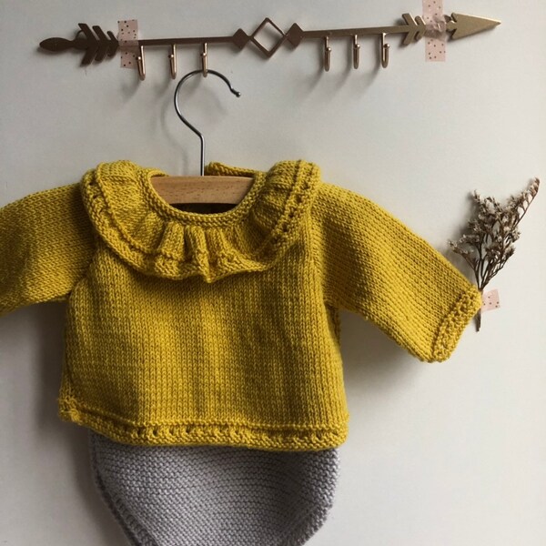 Adele sweater, 0/3 month old, Moutrade, 100% merino wool