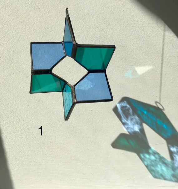 stained glass cube twirlers 3D stained glass sun catchers. Geometric