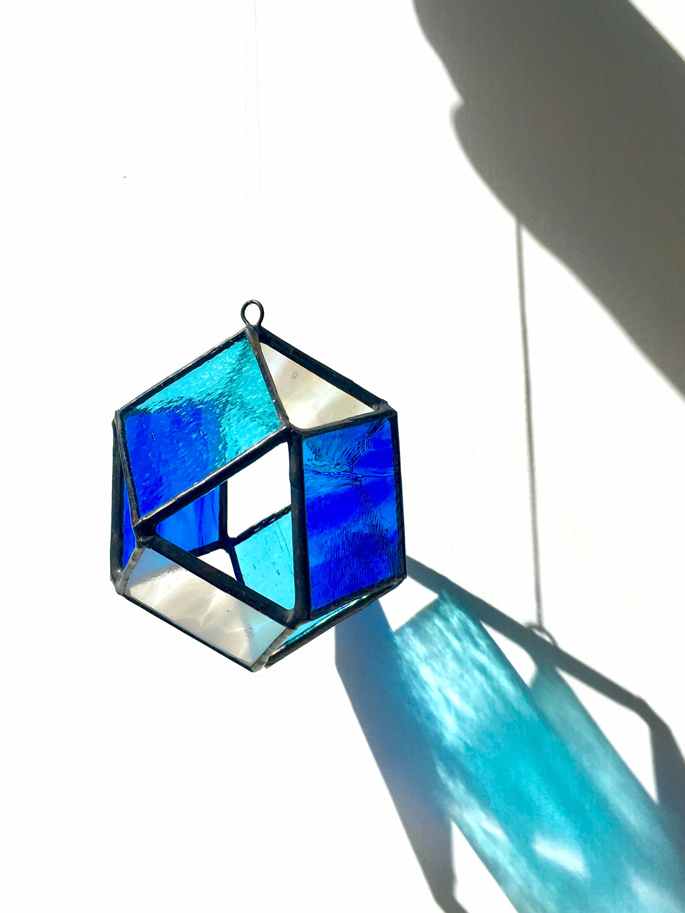 Geometric stained glass cube twirlers. 3D stained glass sun Etsy