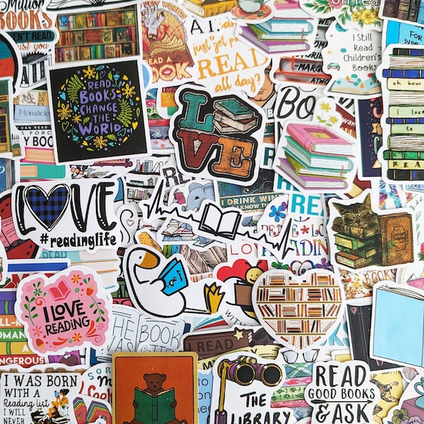 Book Stickers (5-100 pcs) Reading Stickers, vinyl stickers for water bottles, laptop, notebook, rewards, party favors