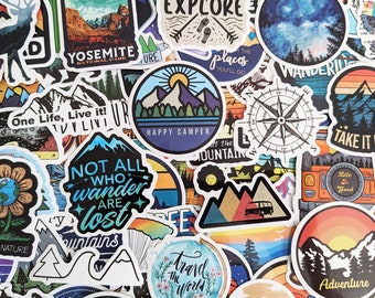 Outdoor Adventure Stickers (5-100 pcs) Camping Stickers, vinyl stickers for water bottles, laptop, notebook, rewards, party favors